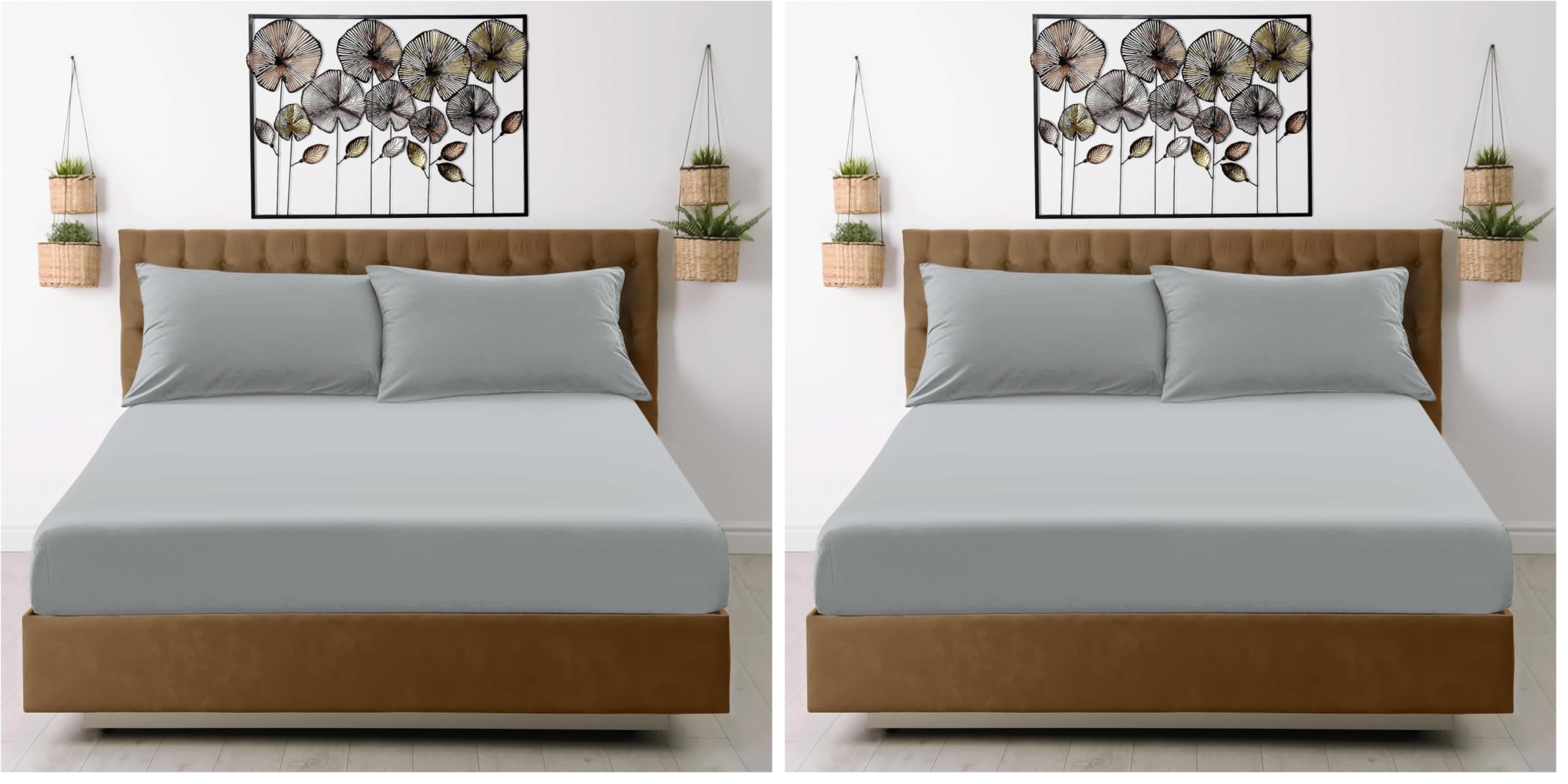 GC GAVENO CAVAILIA Microfiber Pillow Cases 2 Pack - Plain Dyed Housewife Pillowcases - Beige - (74x48 cm)