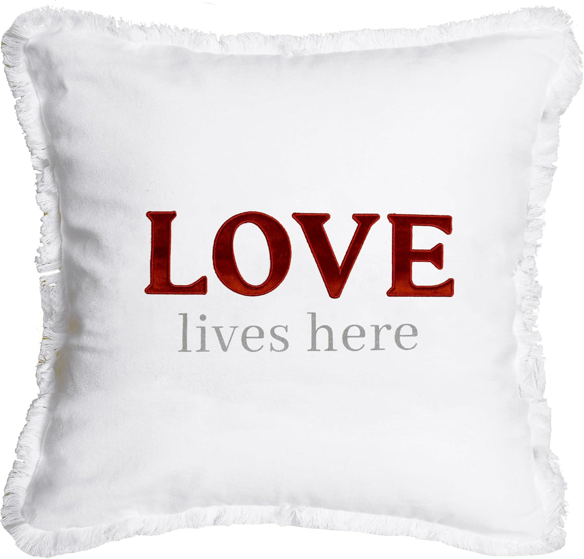 Pavilion - Love Lives Here - Throw Pillow Cover, 18x18, Decorative Square Throw Pillow Cover, Love Lives Here Pillow, Housewarming Gift, Guest Room Decor Bed Pillow Case, 1 Count, White
