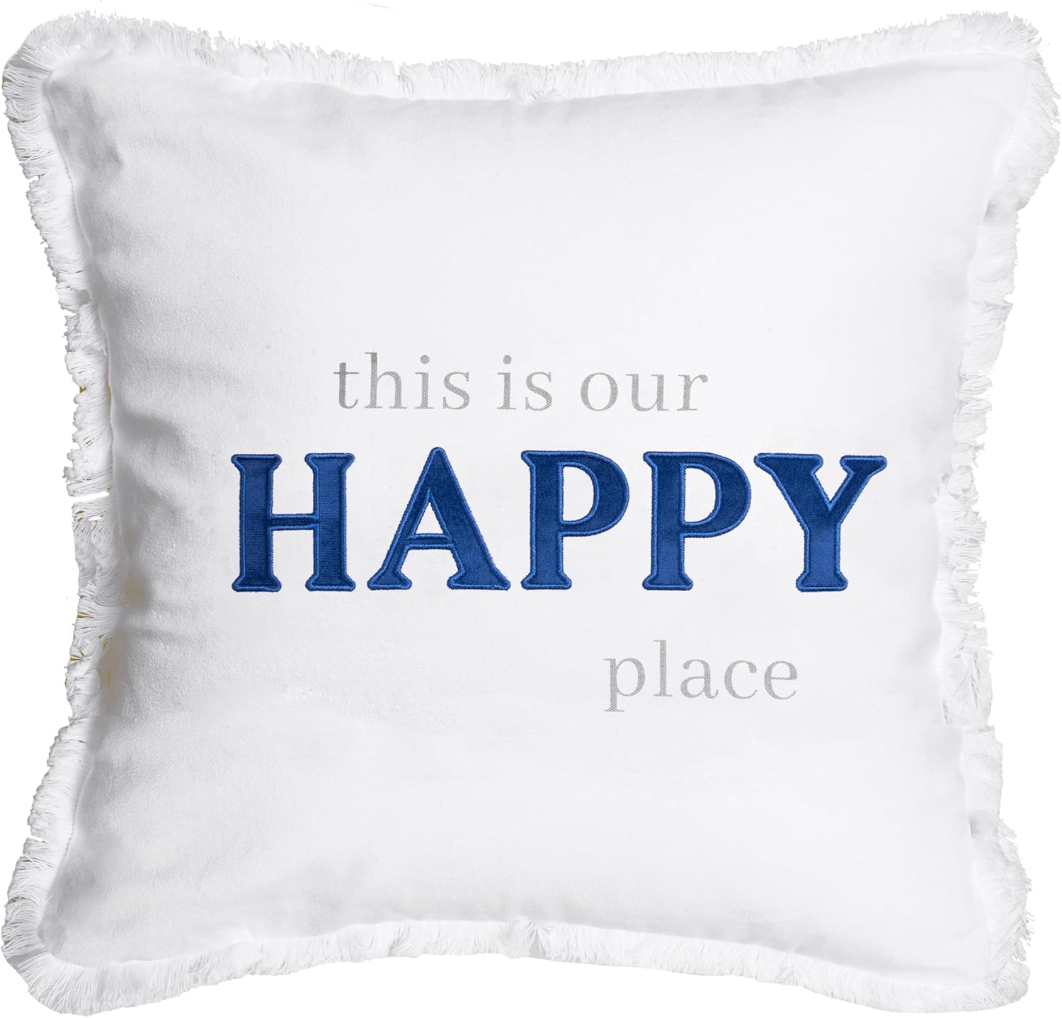 Pavilion - Happy Place - Throw Pillow Cover, 18x18, Decorative Square Throw Pillow Cover, Pillow Cover, Guest Room Decor Bed Pillow Case, 1 Count, White