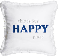Pavilion - Happy Place - Throw Pillow Cover, 18x18, Decorative Square Throw Pillow Cover, Pillow Cover, Guest Room Decor Bed Pillow Case, 1 Count, White