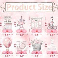 Paris Party Centerpiece Set - Eiffel Tower Honeycomb Paris Birthday Decorations and Paris Table Toppers for Kids' French-Themed Birthday and Baby Shower Table Decor