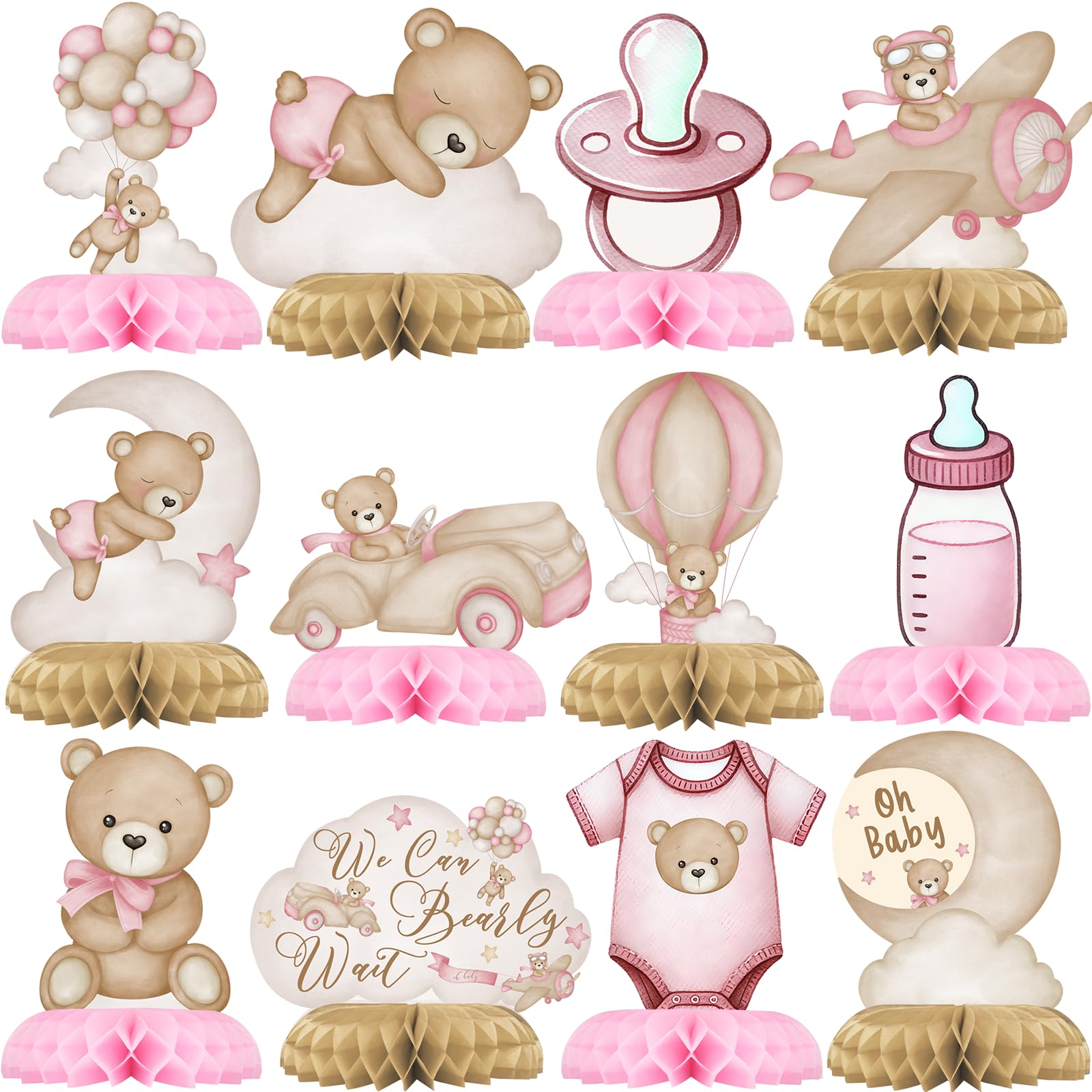 Paris Party Centerpiece Set - Eiffel Tower Honeycomb Paris Birthday Decorations and Paris Table Toppers for Kids' French-Themed Birthday and Baby Shower Table Decor
