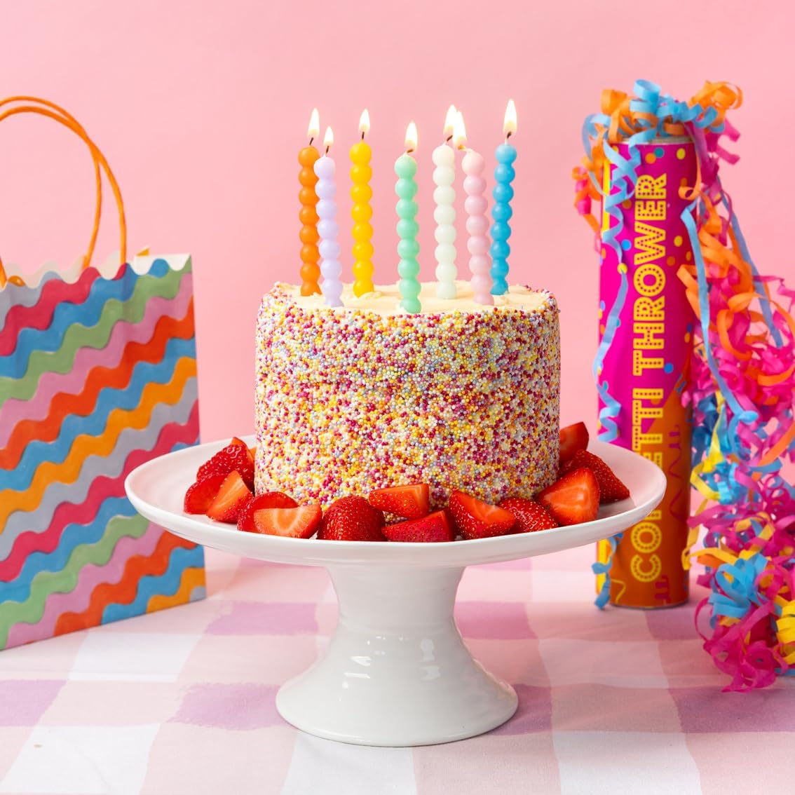 Talking Tables 8 x Bobble Birthday Candles Cake Toppers – Colourful Pastel Birthday Cake Decorations, Premium Quality, Perfect for Celebrations – Eco Packaging 8cm Height