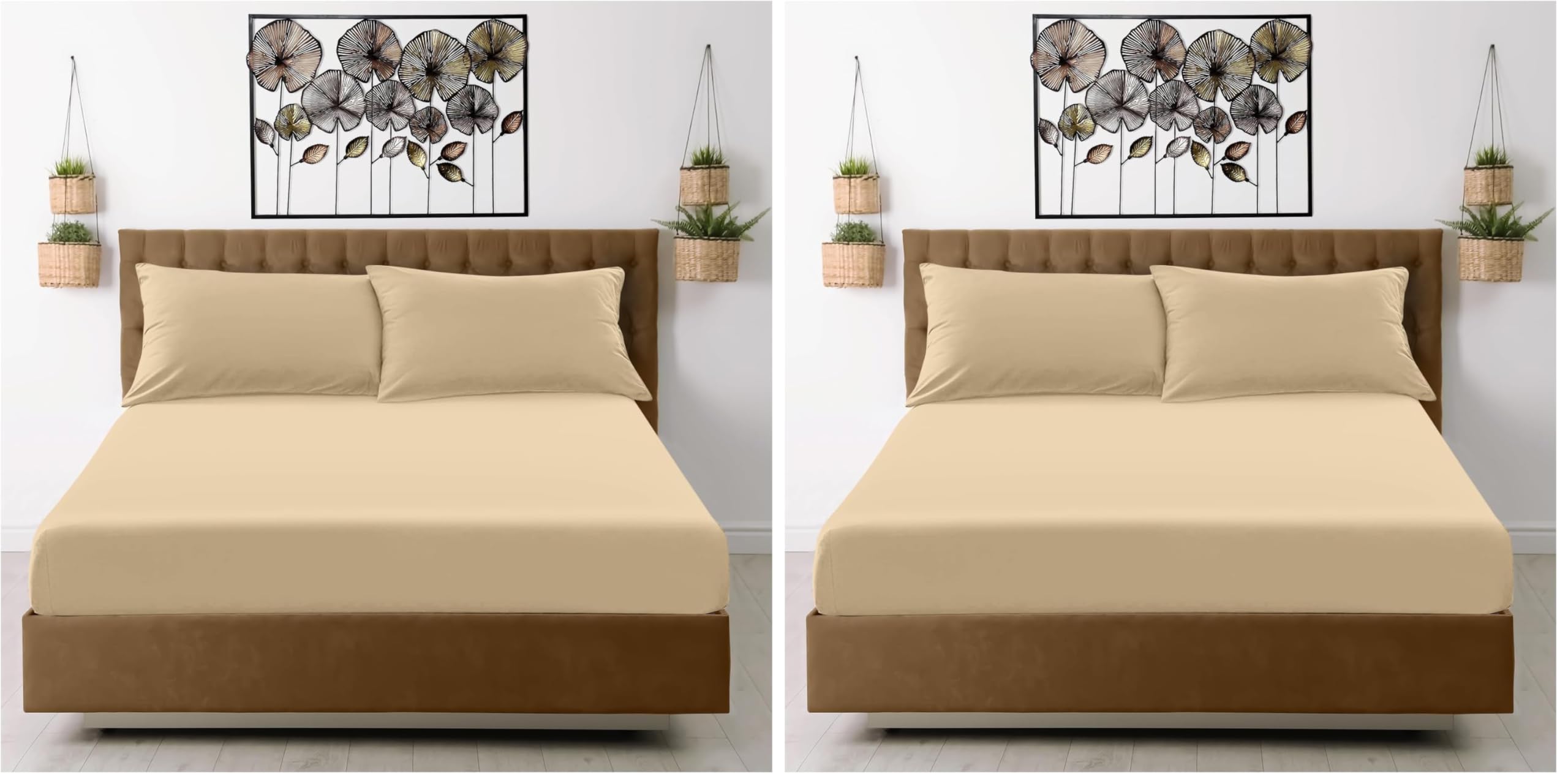 GC GAVENO CAVAILIA Microfiber Pillow Cases 2 Pack - Plain Dyed Housewife Pillowcases - Beige - (74x48 cm)