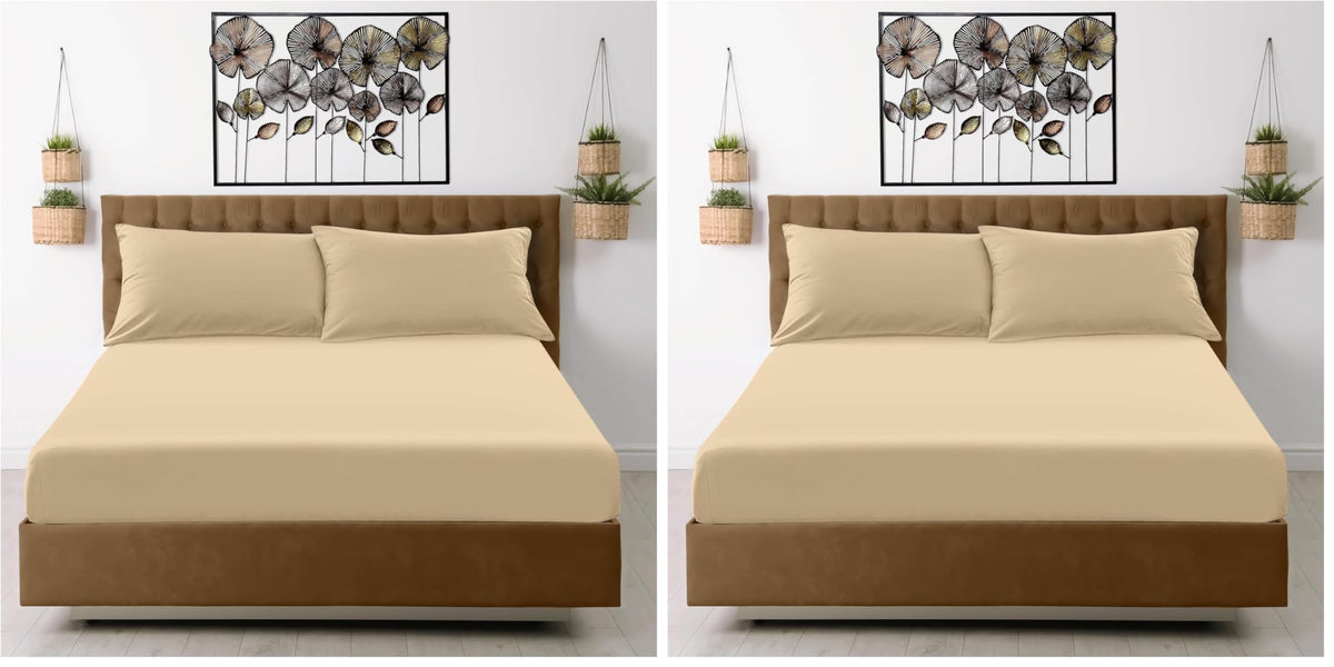 GC GAVENO CAVAILIA Microfiber Pillow Cases 2 Pack - Plain Dyed Housewife Pillowcases - Beige - (74x48 cm)