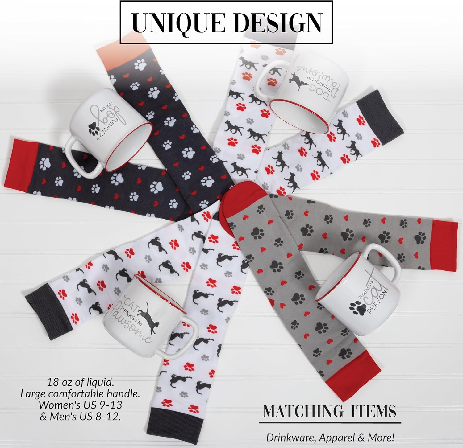 Pavilion - Furever A Dog Person - 18 oz Coffee Mug Tea Cup & Crew Sock Set - K-9 Puppy Doggy Rescue Adoption Dog Mom Dad Gift Present