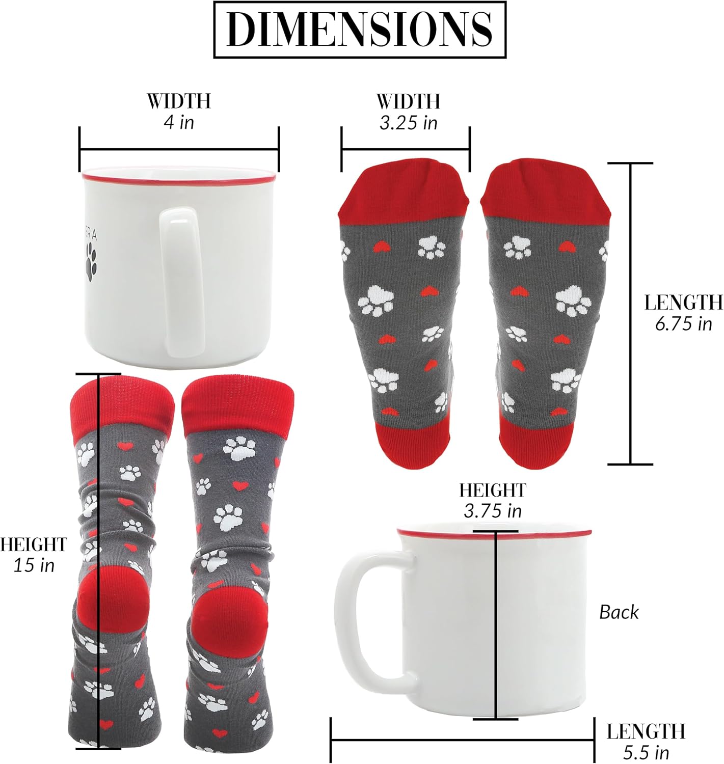 Pavilion - Furever A Dog Person - 18 oz Coffee Mug Tea Cup & Crew Sock Set - K-9 Puppy Doggy Rescue Adoption Dog Mom Dad Gift Present