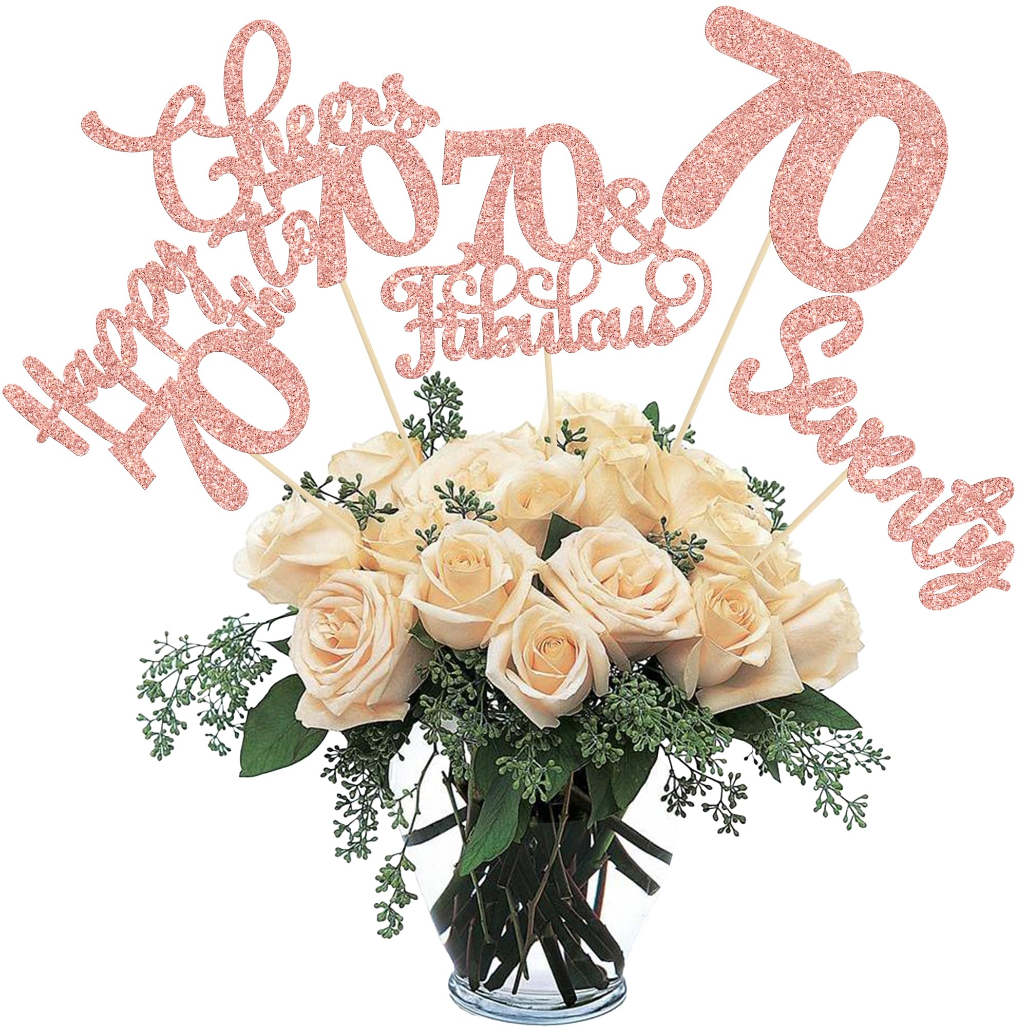 Ephlyn 15Pcs 60th Birthday Centerpiece Sticks Sixty Happy 60 Table Flower Centerpieces Sticks Cheers to 60 Floral Decorations for 60th Birthday Party Centerpieces Supplies Gold