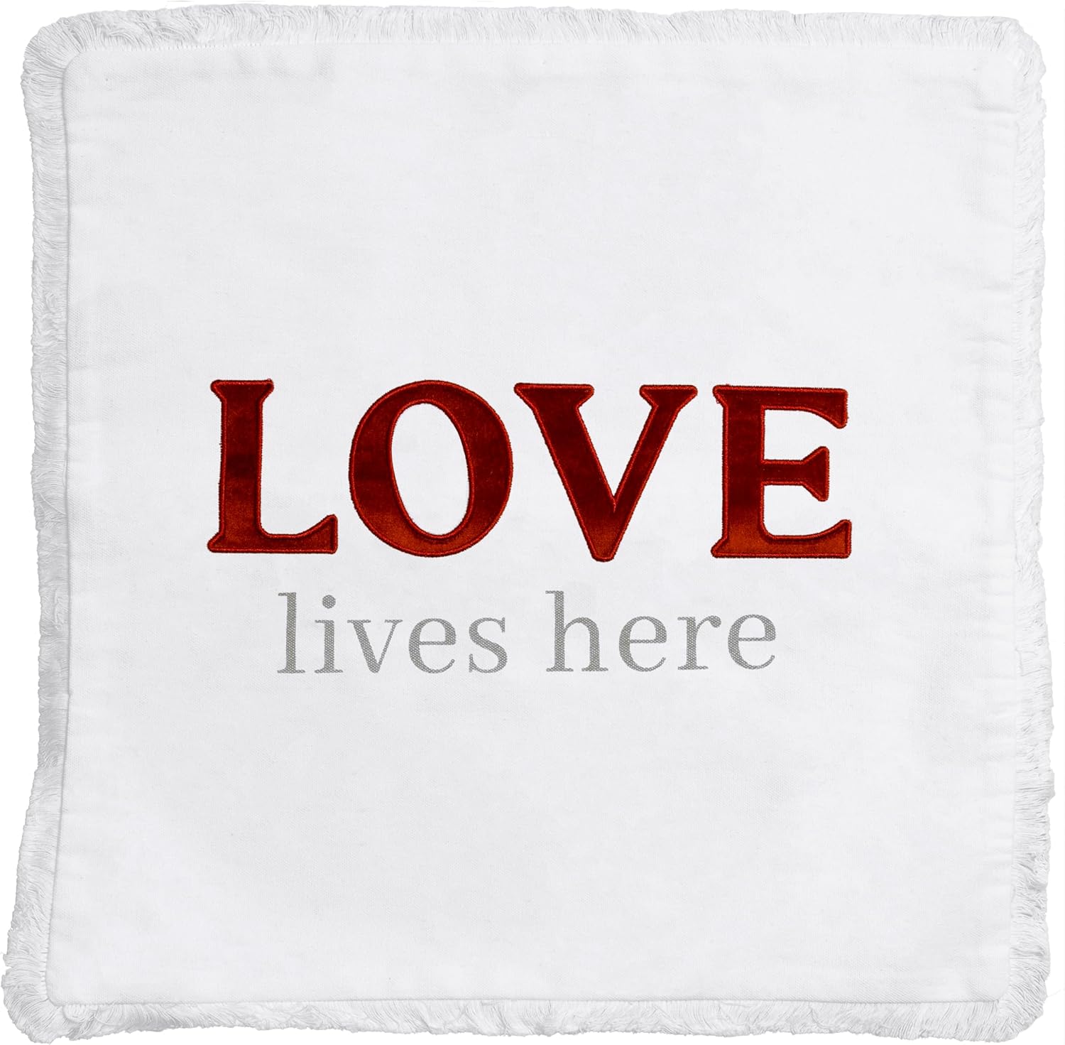 Pavilion - Love Lives Here - Throw Pillow Cover, 18x18, Decorative Square Throw Pillow Cover, Love Lives Here Pillow, Housewarming Gift, Guest Room Decor Bed Pillow Case, 1 Count, White
