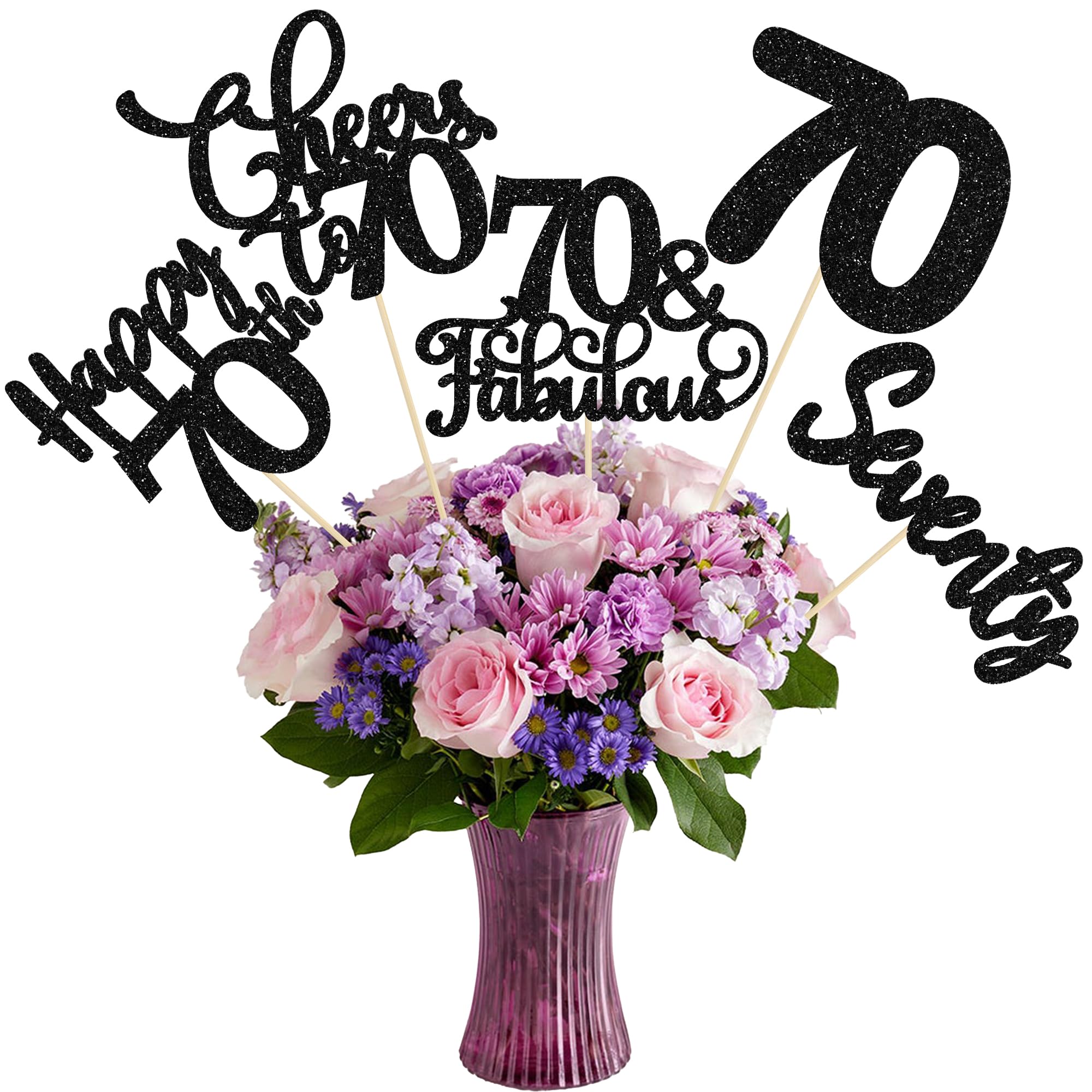 Ephlyn 15Pcs 60th Birthday Centerpiece Sticks Sixty Happy 60 Table Flower Centerpieces Sticks Cheers to 60 Floral Decorations for 60th Birthday Party Centerpieces Supplies Gold