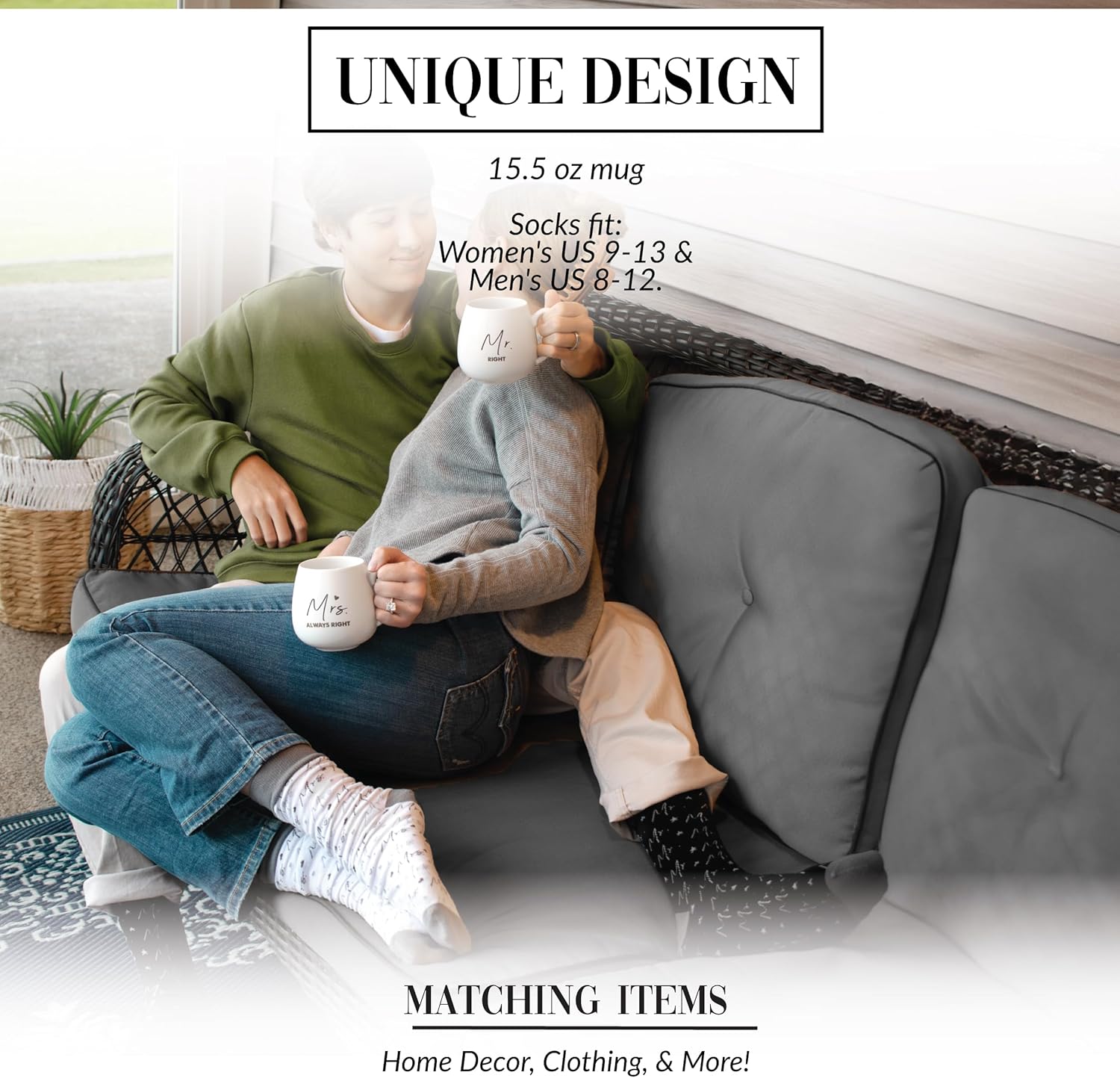 Pavilion - Mr. Always Right - 15.5 Oz Coffee Mug Tea Cup with Crew Socks Husband Valentine's Day Wedding Engagement Bachelor Present
