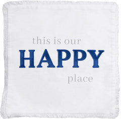 Pavilion - Happy Place - Throw Pillow Cover, 18x18, Decorative Square Throw Pillow Cover, Pillow Cover, Guest Room Decor Bed Pillow Case, 1 Count, White