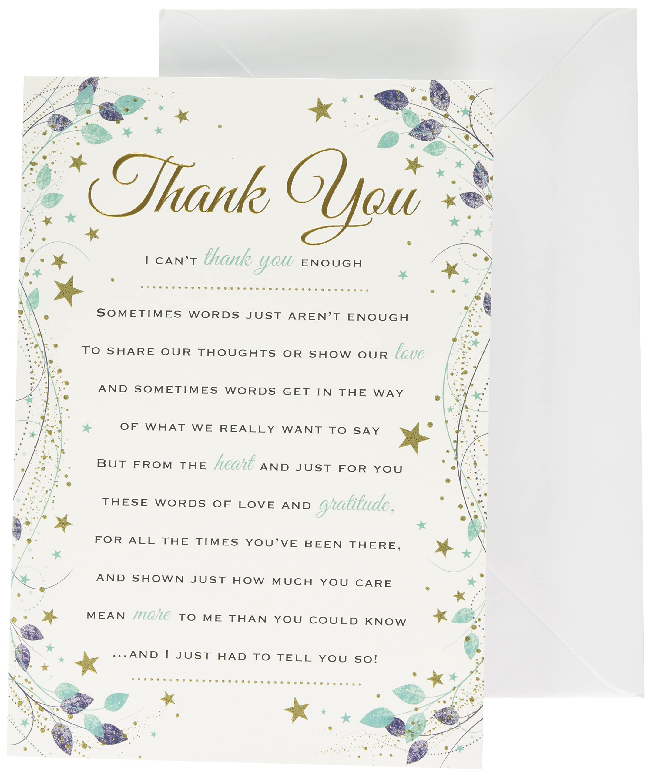 Piccadilly Greetings Heartfelt Wishes Sentimental Thank You Card - 9 x 6 inches - Regal Publishing,Yellow