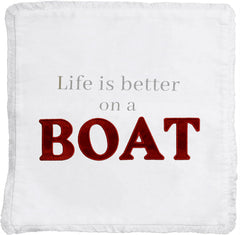 Pavilion - Better on a Boat - Throw Pillow Cover, 18x18, Decorative Square Throw Pillow Cover, Coastal Decor, Pillowcase, Guest Room Decor Bed Pillow Case, 1 Count, White