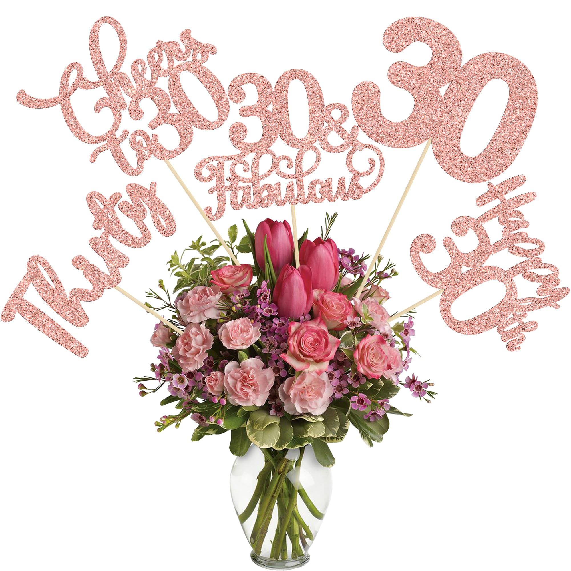 Ephlyn 15Pcs 60th Birthday Centerpiece Sticks Sixty Happy 60 Table Flower Centerpieces Sticks Cheers to 60 Floral Decorations for 60th Birthday Party Centerpieces Supplies Gold