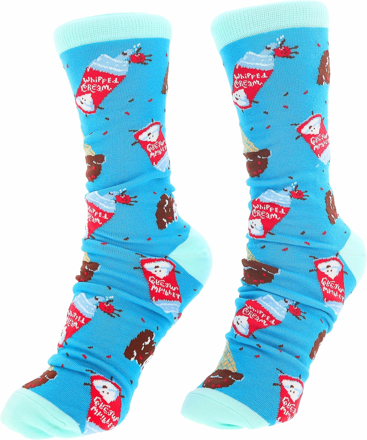 Pavilion - Here's The Scoop You're Great - Blue & Red Novelty Ice Cream Crew Socks & 18 oz Mug Long Distance Relationship Gift Girlfriend Wife Present