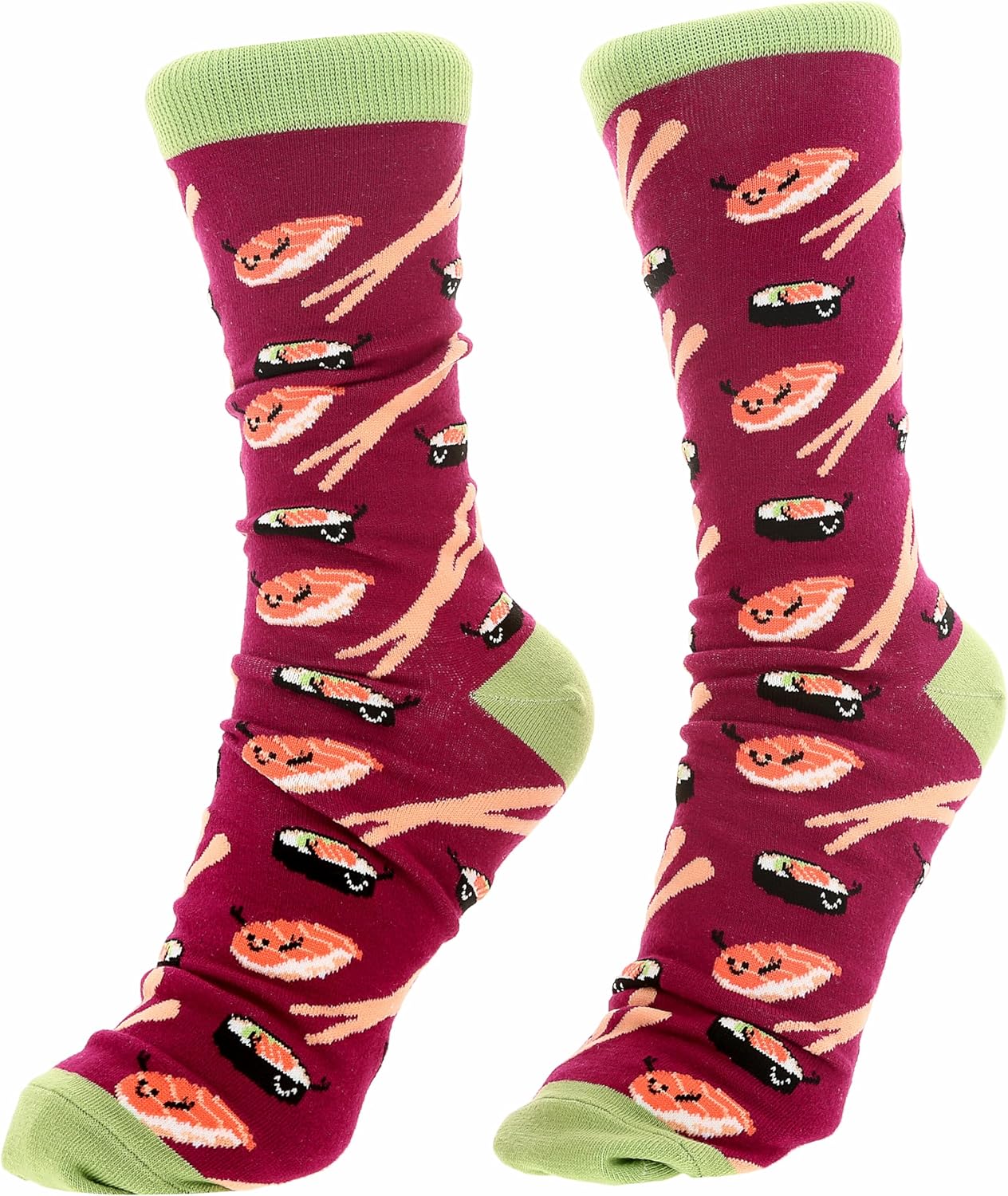 Pavilion - She Believed She Could Sushi Did - Purple & Green Novelty Crew Socks & 18 Oz Mug Long Distance Relationship Gift Girlfriend Wife Present
