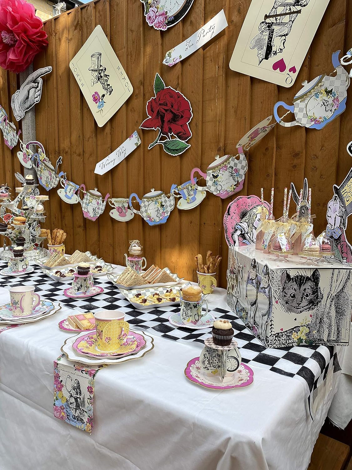 Alice in Wonderland Supplies | Teapot Banner Bunting Decorations | For Mad Hatter Tea, Birthday Party, Baby Shower, Garden | Paper, Length 4m