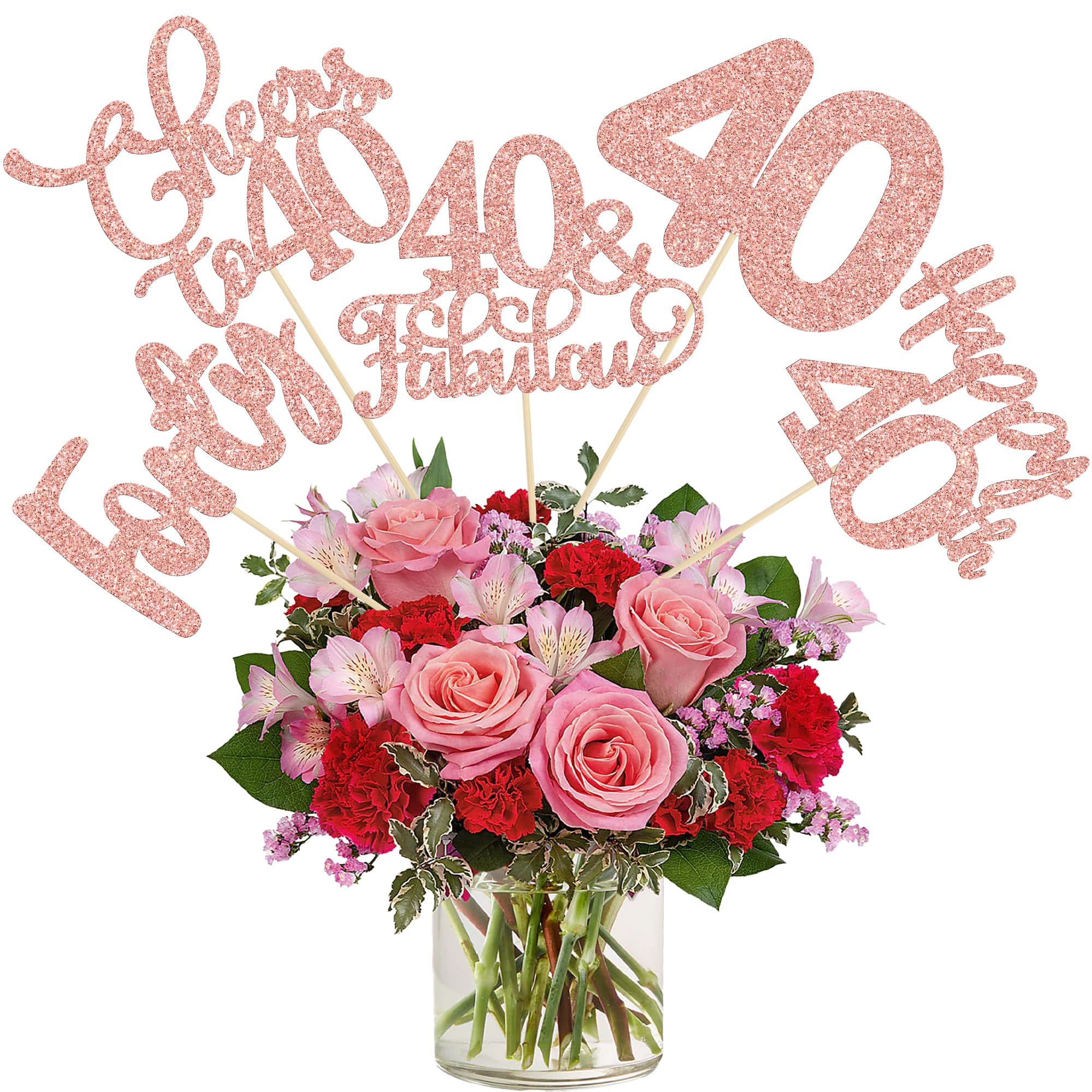 Ephlyn 15Pcs 60th Birthday Centerpiece Sticks Sixty Happy 60 Table Flower Centerpieces Sticks Cheers to 60 Floral Decorations for 60th Birthday Party Centerpieces Supplies Gold